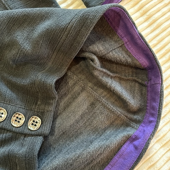 Avalanche Fleece Gray Purple Asymmetrical Funnel Neck Button Sweatshirt Small - Picture 8 of 14